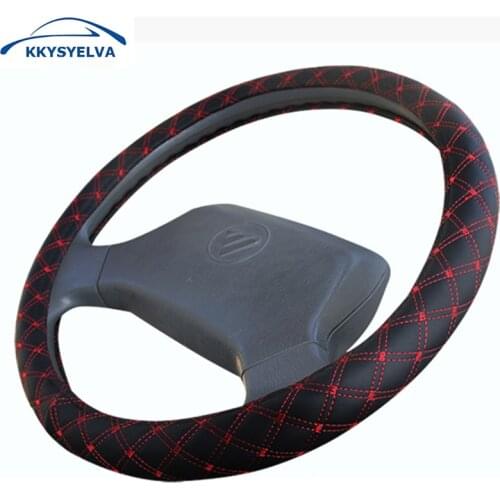 Truck Bus Car Steering Wheel Cover Diameters for 36 38 40 42 45 47 50CM 7 Sizes to Choose Carbon Fiber Black Red Dynamic