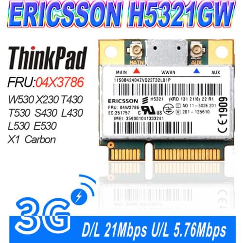 H5321GW HSPA+21Mbps 3g Module WWAN Card USE for Thinkpad x1 Carbon IBM X230 W530 T430 E520 04W3786 60Y3297 0A36319 3G CARD