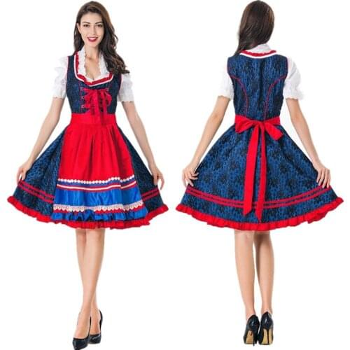 Adult Women Oktoberfest Costume Bavaria Beer Girl Dress Dirndl German Beer Maid Wench Fancy Dress Party Female Outfit