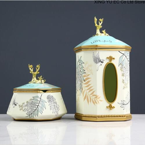 Creative resin elk tissue box storage living room decoration decoration American dining table storage box home napkin box