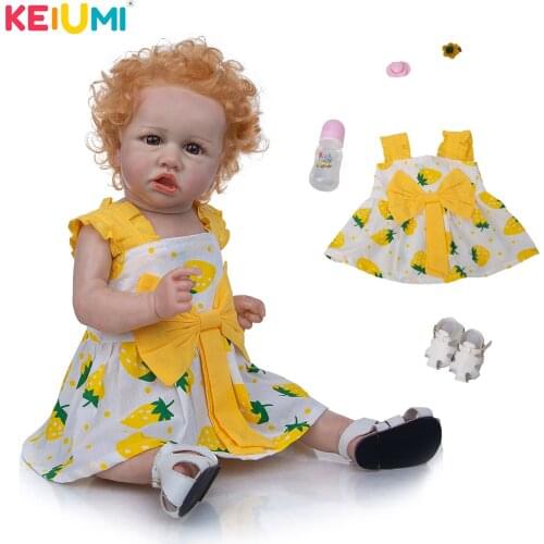 KEIUMI 57 CM New Arrival Full Silicone Reborn Baby Doll Lovely Baby Girl Toys Realistic Newborn Dolls For Kid Birthday Present