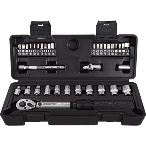 2-20Nm 1/4 Preset Torque Wrench Socket Bit 35 in 1 Household Sets Utility Tool Kit Toolbox Hand Multi-tool Sets Bicycle Fix