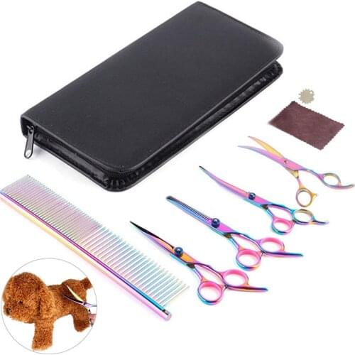 8Pcs Pet Stainless Steel Grooming Dog Scissors Set Professional Hair Cutter Comb Shear Scissors Thinning Curved Product