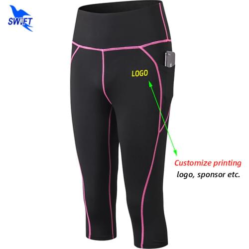 2020 NEW Women Quick Dry Stretch Capri Yoga Pants with Pocket Sports Gym Fitness Running Tights Cropped Leggings Customize LOGO