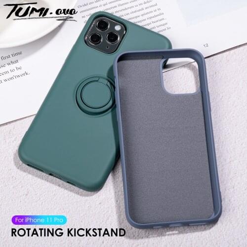 Official Liquid Silicone Case For iPhone SE 2020 11 Pro Max Stand Ring Holder Case For iPhone 11 XS Max XR X 8 7 6S 6 Plus Cover