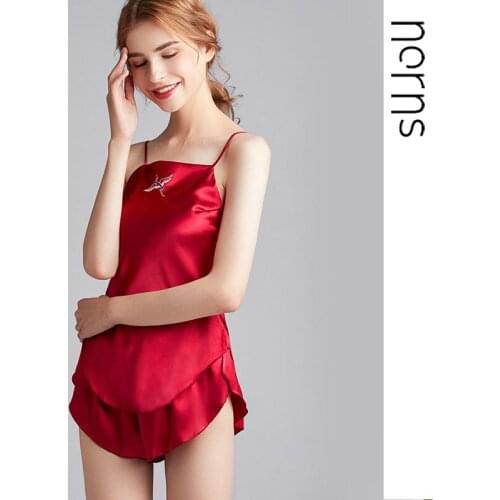 Norns Pyjama Women Sexy Lingerie Set Summer Sleepwear Female Pajama set Cute Nightwear Sleep bride Top and Shorts Pijama Mujer