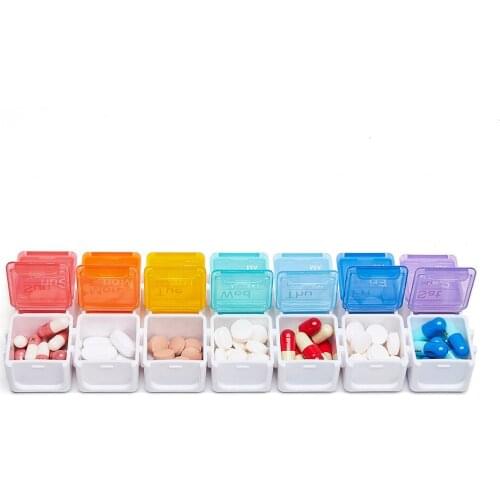 14 Grid Spring Pill Box 7 Day Weekly Pillbox Plastic Storage Container Medicine Box Storage Of Tablets Colorful Pill Dispenser
