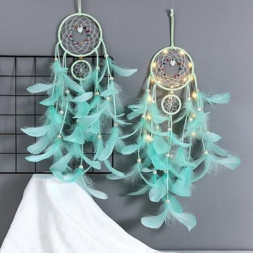 Endless Love Handmade Dream Catcher Gifts with LED Light Dreamcatcher Pendant Creative Hollow Wind Chimes Wall Hanging
