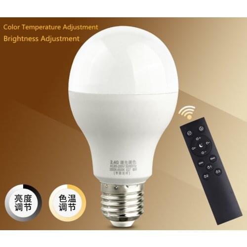 Timed wireless remote control Dimmable E27 LED bulb Stepless dimming Brightness adjustment color temperature adjustment bulb