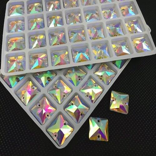 Square shape Sew On Glass Crystal Fancy Stones crystal AB 10mm 12mm 14mm 16mm 22mm Sewing Crystal Beads Dress Making,Shoes