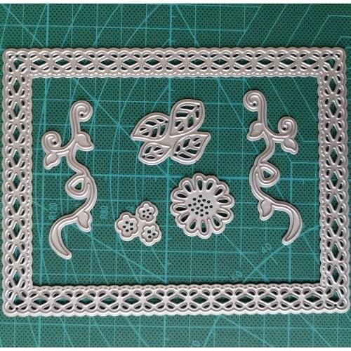 Rectangle Metal Cutting Dies Flower Branch Decor Stencil Scrapbooking Album Stamp Paper Card Embossing New Dies for 2020