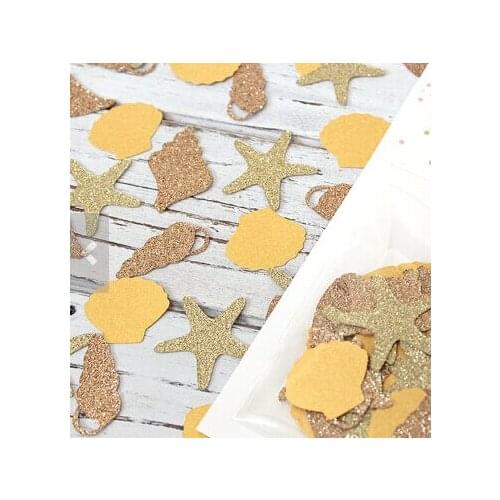 Seashells Glitter Confettis Under the sea Table Scatter ocean beach wedding baby bridal shower bachelorette party cards