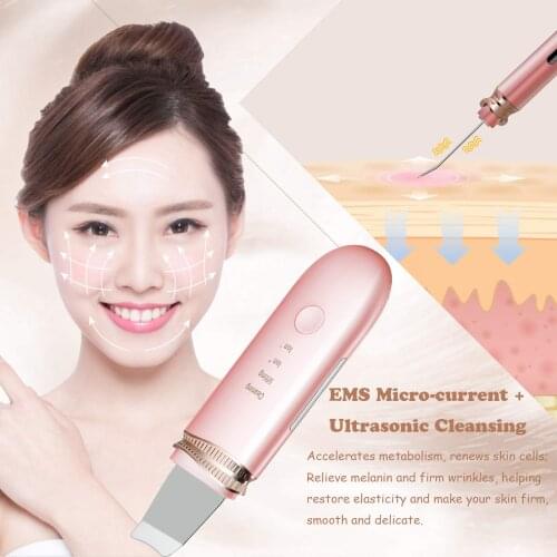 Face Cleaning Peeling Ultrasonic Skin Scrubber Pore Cleaner Lift Face Massager Ion Acne Blackhead Remover Peeling Cavitation
