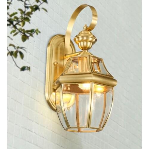 Terrace 1 pc Retro Outdoor Wall Lamps Garden Waterproof Wall Fixtures Bathroom E27 Vintage Copper Wall Sconce Aisle Bedroom LED