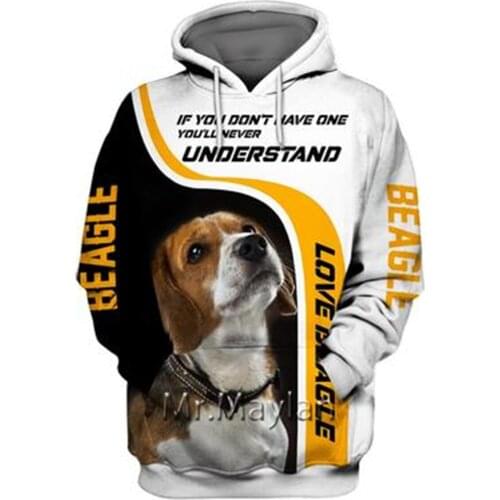 Personality Fashion Animal Beagle 3D Print Graphic Hoodie Men/Women Streetwear Oversized Sweatshirt Harajuku Tops Pullover - A12