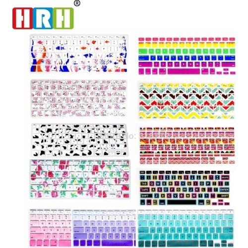 HRH Slim Dust Cover Silicone Flower Rainbow English Keyboard Cover Keypad Skin Protector For Macbook Pro 13 15 17 Air Retina US