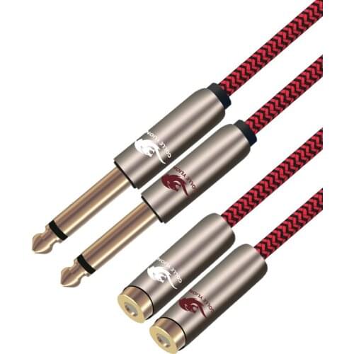HIFI Stereo Dual Jack 6.5mm Male to Dual RCA Phono Female Audio Cable for Mixer Console 2 6.35mm TS to 2 RCA Extension Cable