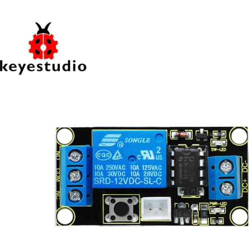 Keyestudio Button-Controlled One Channel 12V Relay Module For Arduino (Black and Environmental-friendly)