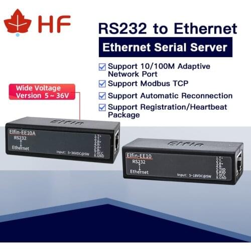 HF Elfin-EE10A Wide Voltage 5~36V Serial Port RS232 to Ethernet Serial Device Server TCP/IP Telnet Modbus TCP Protocol