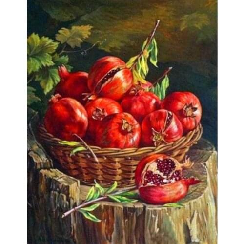 Yujohom 5D Diamond Painting Fruit Cross Stitch Diamond Mosaic Square Drill Embroidery Mosaic Pomegranate Still Life Kitchen Art