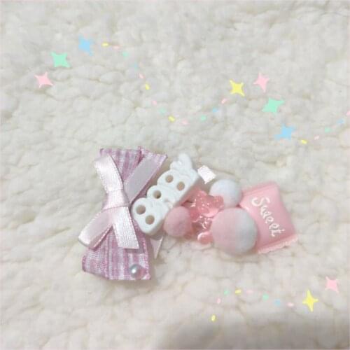 Pink Girls Heart Clip Lolita Hand-Made JK Hair Clip Sweet