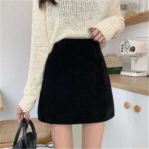 2021 New Fashion Skirts Women Spring Popular Pure Daily Corduroy Simple Mini High Waist Korean Style Apricot Casual Teens skirts