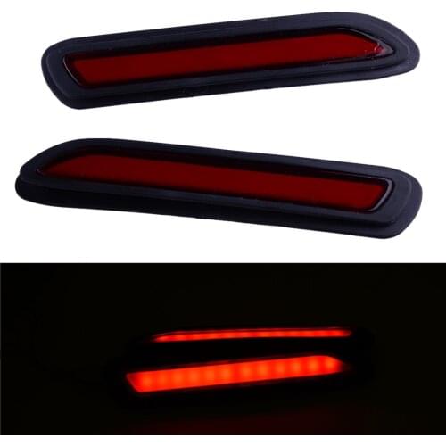 1 Pair Universal Car Red Lens LED Bumper Reflectors Taillight Brake Fog Warning Light Lamp 5W