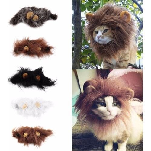 1 pc Lovely Pet Costume Lions Mane Winter Warm Wig Cat Halloween Christmas Party Dress Up With Ear Pet Apparel Cat Fancy Dress