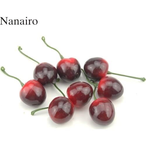 Cheap 10pcs Artificial Fruits and Vegetables Flowers For Wedding Decoration Scrapbooking Fake Foam Pearl Cherry Berries stamen