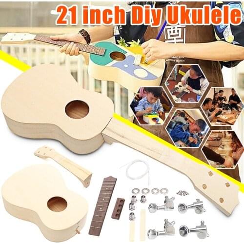 21 Inch Maple wood Hand-assembled Painting Ukulele with Accessories for Ukulele DIY