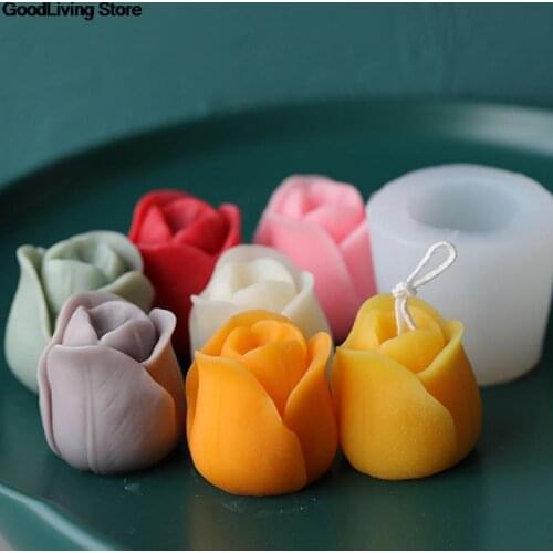 3D Tulip Mold Hand-Made Soy Candles Aroma Wax Soap Molds Reusable Handmade Candle Mold Making DIY Candle Soap Craft Mould