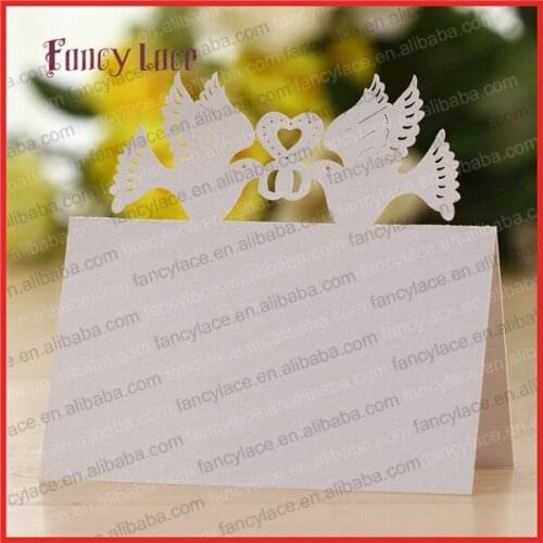 50PCS Hot Sale Wedding Favor Name Place Cards, Elegent Love Bird Shaped Paper Cut Table Decoration Cards Paper Party Decor