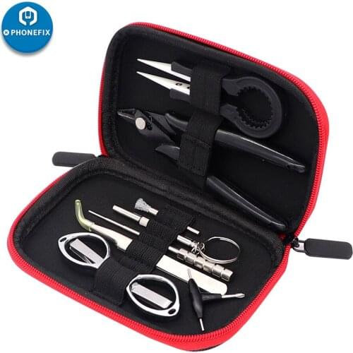 8pcs Electronic Cigarette Repair Kit with Scissors Coil Jig Tweezer Pilers Electronics Tool Kit for Electronic Cigarette Kit