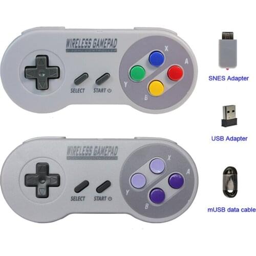 Wireless Gampad for SNES 2.4GHZ Joypad Joystick Game Controller for Super Nintendo MINI Console USB Remote Accessories 2 IN 1
