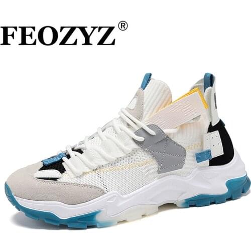 FEOZYZ Breathable Mens Trainers Knit Upper Trendy Sneakers Men Outdoor Sport Shoes High Quality Sport Shoes