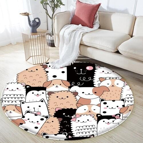 Good Quality Animal Pattern Children Comfortable Round Carpet Non-Slip Children Flannel Carpet Baby Carpet Baby Play Mat 2021