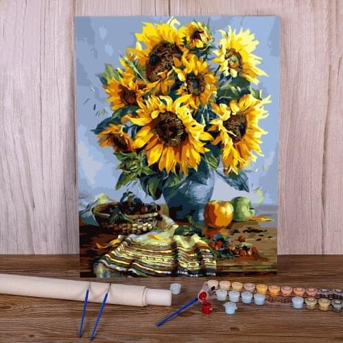 Flowers For Adults Coloring By Numbers Painting Set Acrylic Paints 50*70 Oil Painting Loft Picture For Kids For Drawing Art