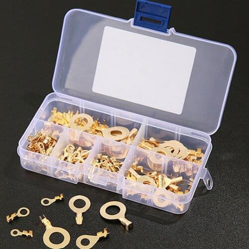 150PCS M3/M4/M5/M6/M8/M10 Ring Lugs Ring Eyes Copper Crimp Terminals Cable Lug Wire Connector Non-insulated Assortment Kit