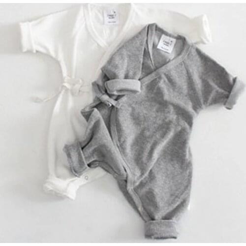 0-24M Newborn Infant Baby Boy Girl Clothes Solid Color Back Wing Little Angel Romper Jumpsuit Playsuit Clothing