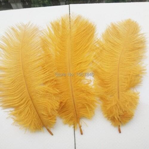 Hot! 10 Pcs Natural 15-20cm / 6-8 inch Gold yellow Color Ostrich Feathers ostrich plumes for party wedding decorative