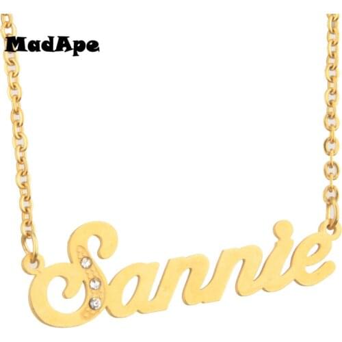 MadApe Custom Any Personalized Name Necklace Stainless Steel "Sannie" Pendant & Necklace For Women And Men, Customized Jewelry