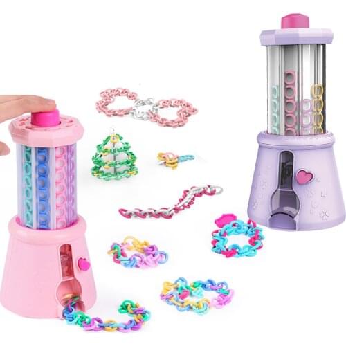 Girls Bracelet Maker Machine DIY Knitting Machine Necklace Chain Bracelet Ring Maker String Beads Toy Game for Girl Kid Gift