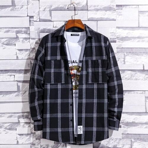 2021 Fashion Spring Autumn Plaid Casual Long Sleeve Shirt Mens Youth Soft and Comfortable Slim Fit Mens Jacket Fashion Shirt