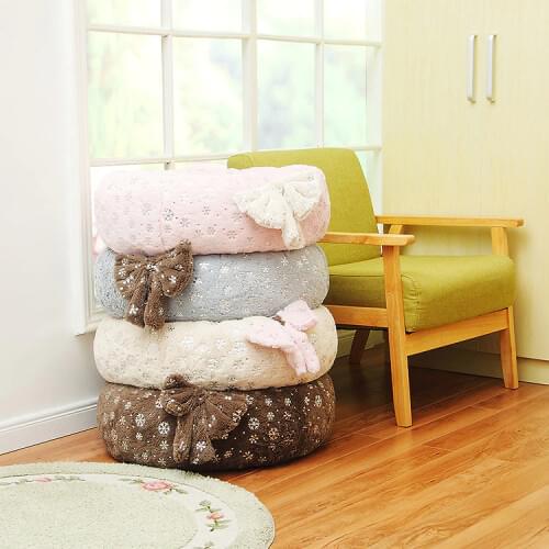 Soft Dog Bed Pads Washable Dog House Mats Sofa For Dogs Basket Round Snowflake Plush Pets dog cat thick cushion