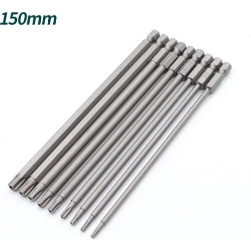 10Pcs 150mmT8-T40 Magnetic Torx Screwdriver Bits Set Electric Screwdriver head T8,T9, T10,T15,T20,T25,T27, T30,T35,T40