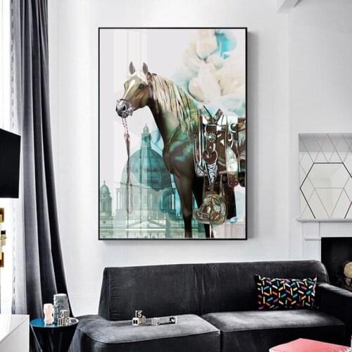 Wall Art Canvas poater Pictures The Watercolor Horses Mosque For Living Room Animal Print Painting Home Decor Bedroom Aisle Pop