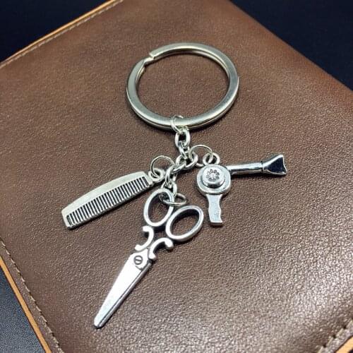Small Accessories Washing, Cutting, Blowing, Hairdresser, Hairdresser, Stylist, Hair Dryer, Comb, Scissors, Keychain