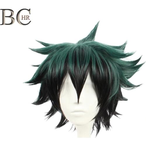BCHR Deku Wig Anime Dark Green Cosplay Wigs Short Synthetic Wig for My Boku no Hero Academia Midoriya Izuku Costume Wig