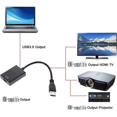 USB 3.0 to HDMI-compatible Converter Graphic Adapter Multi Display Cable for PC Notebook Projector HDTV HD 1080P