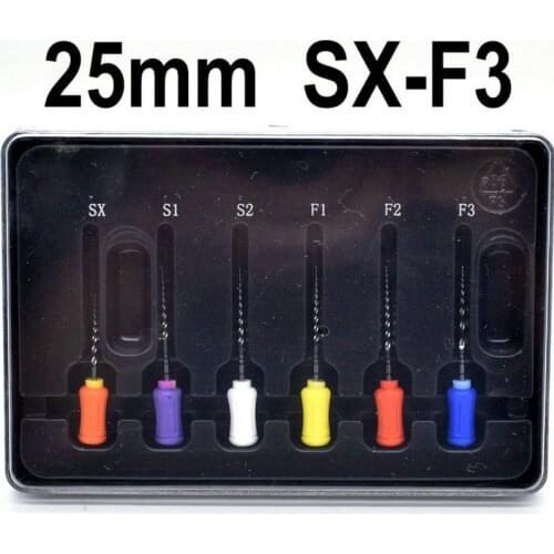 6pcs/box Dental Endo Super Files 25mm SX-F3 Hand Use Root Canal Files Use For Cleaning Tooth Dentist Tool